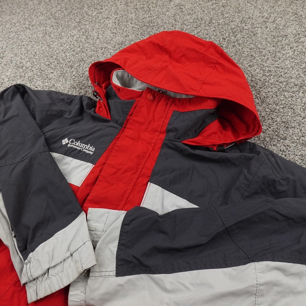 VTG Columbia Jacket Mens M Red Gray Core Interchange Waterproof Ski Hooded‎ Coat